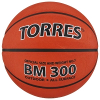 Баскетбольный мяч TORRES BM300, B00017, клееный, 8 панелей, р. 7, PVC