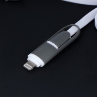 Кабель 2 в 1 Luazon, microUSB/Lightning - USB, 1 А, 0.9 м, плоский, МИКС