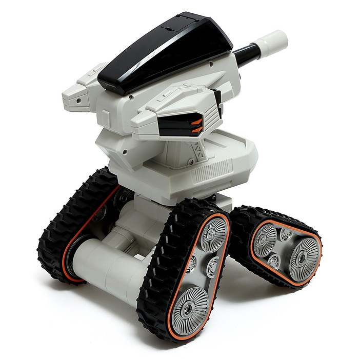 Танк «Луноход», радиоуправление, звук, стреляет гелевыми пулями, белый Танк «Луноход», радиоуправление, звук, стреляет гелевыми пулями, белый