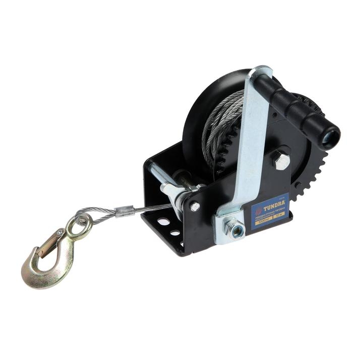 Лебедка ручная барабанная тяговая ТУНДРА, 1000 кг, металлический трос 10 метров Лебедка ручная барабанная тяговая ТУНДРА, 1000 кг, металлический трос 10 метров