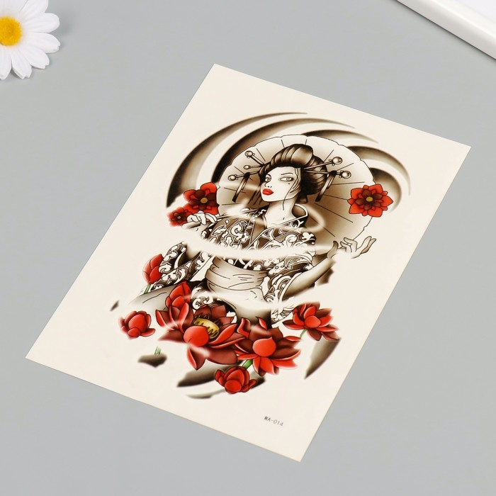 Татуировка на тело цветная Татуировка на тело цветная "Женщина Сакура" 26,1х14,6 см