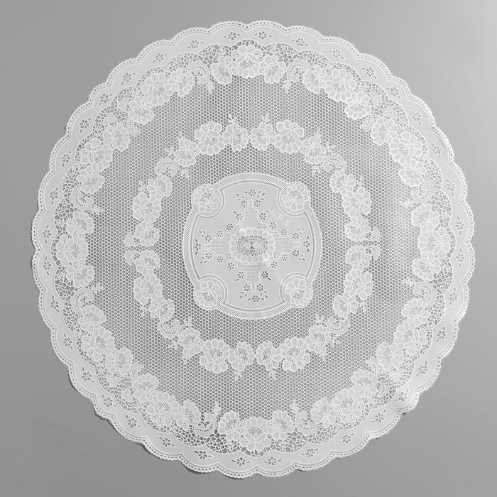 Салфетка сервировочная на стол «Цветущая», ажурная, 60×60 см, ПВХ, цвет белый Салфетка сервировочная на стол «Цветущая», ажурная, 60×60 см, ПВХ, цвет белый