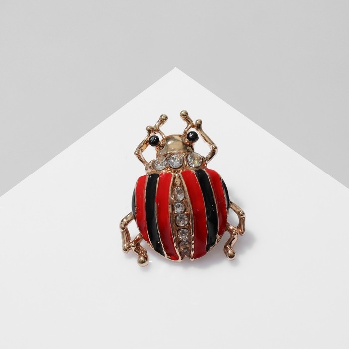Брошь «Жучок», цвет красно-чёрный в золоте Брошь «Жучок», цвет красно-чёрный в золоте