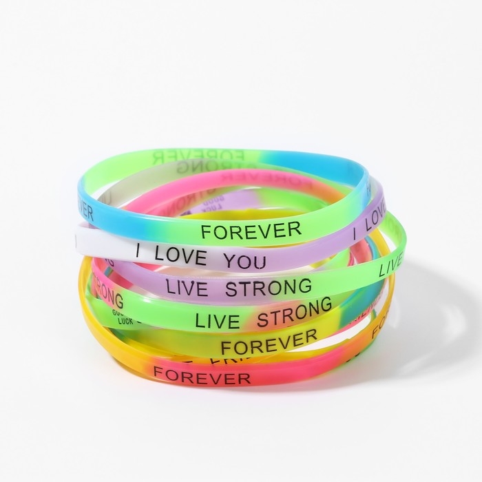 Силиконовый браслет «Настроение», набор 10 шт., цвет МИКС, 6 см Силиконовый браслет «Настроение», набор 10 шт., цвет МИКС, 6 см