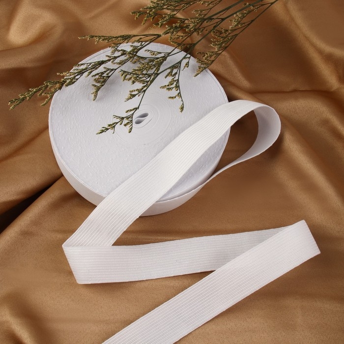 Резинка вязаная, 30 мм, 25 ± 2 м, цвет белый Резинка вязаная, 30 мм, 25 ± 2 м, цвет белый