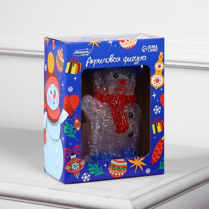 Светодиодная фигура «Приветливый снеговик» 13 × 20 × 8 см, акрил, 10 LED, батарейки ААх2 (не в комплекте), свечение белое Светодиодная фигура «Приветливый снеговик» 13 × 20 × 8 см, акрил, 10 LED, батарейки ААх2 (не в комплекте), свечение белое