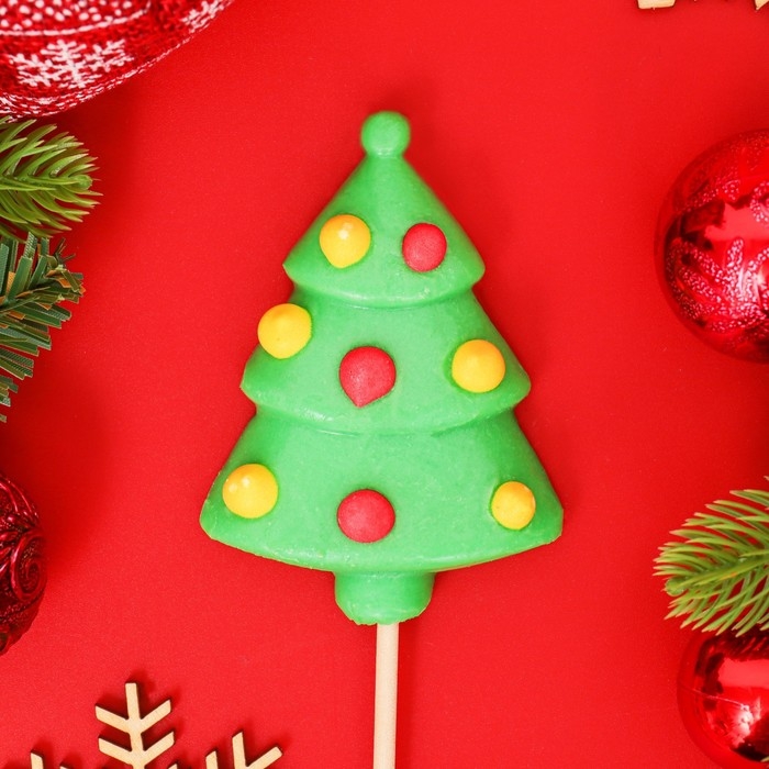 Новый год. Карамель леденцовая на палочке Новый год. Карамель леденцовая на палочке "3D Ёлочка с узорами", 40 г