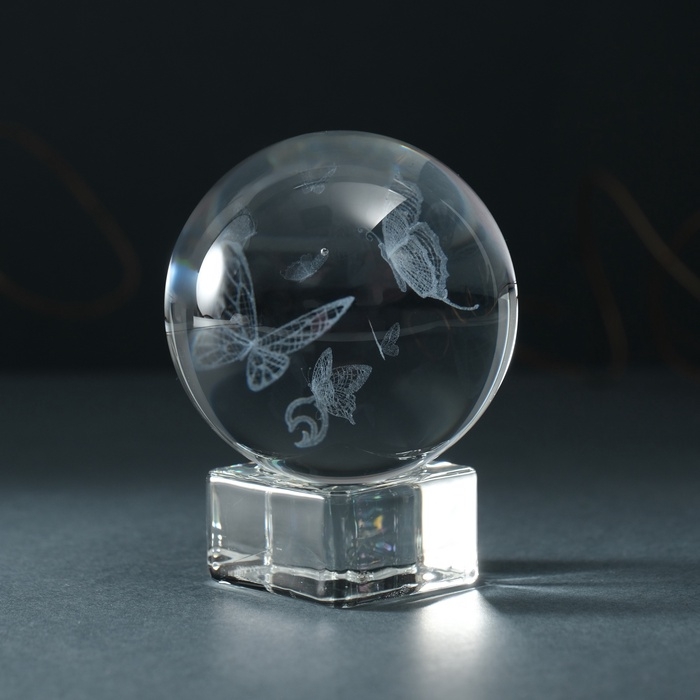 Сувенир стекло шар  Сувенир стекло шар "Бабочки" d=6 см