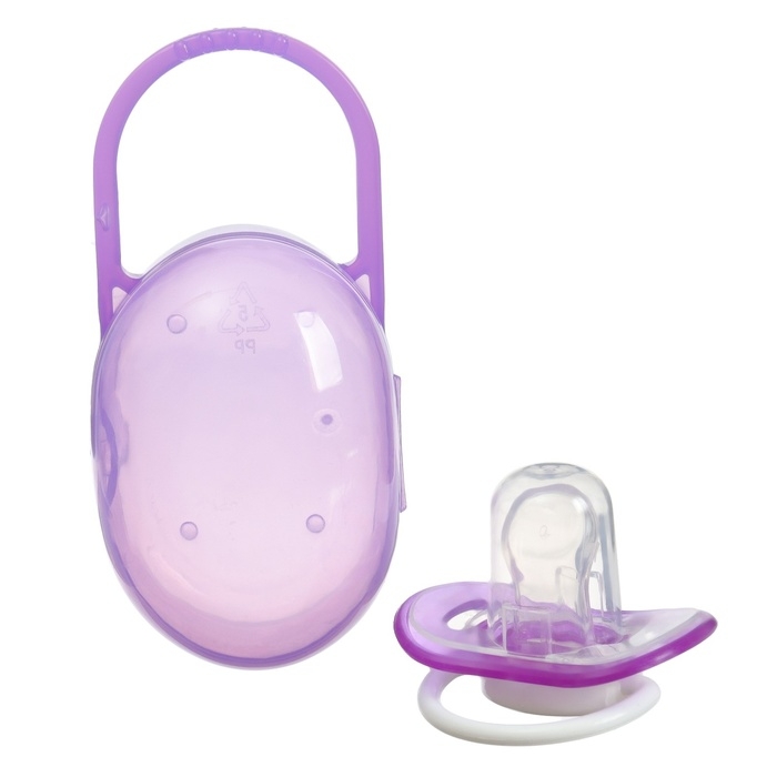 Соска - пустышка силиконовая ортодонтическая, от 3 мес., с колпачком, в контейнере, цвет фиолетовый Соска - пустышка силиконовая ортодонтическая, от 3 мес., с колпачком, в контейнере, цвет фиолетовый