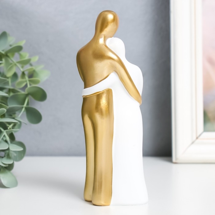 Сувенир полистоун  Сувенир полистоун "Молодая семья - ожидание чуда" бело-золотой 15х5 см