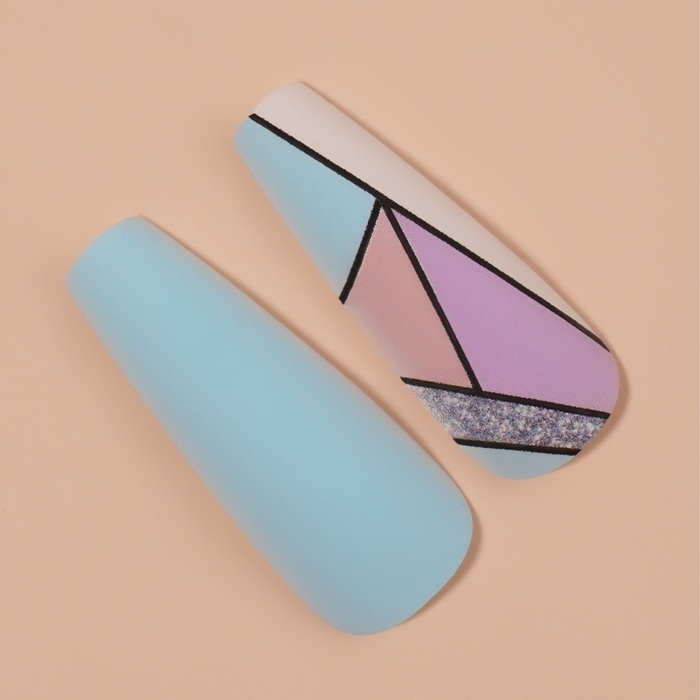 Накладные ногти «Графика», 12 шт, с клеевыми пластинами, форма балерина, разноцветные Накладные ногти «Графика», 12 шт, с клеевыми пластинами, форма балерина, разноцветные