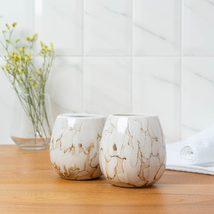 Набор аксессуаров для ванной комнаты Pearl, 4 предмета (мыльница, дозатор для мыла 360 мл, 2 стакана), цвет белый Набор аксессуаров для ванной комнаты Pearl, 4 предмета (мыльница, дозатор для мыла 360 мл, 2 стакана), цвет белый