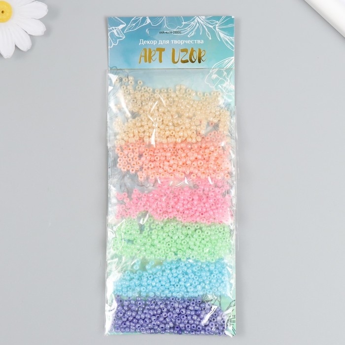 Бисер круглый 8/0  Бисер круглый 8/0 "Перламутр. Маршмеллоу" 6 цветов х 10 гр 20х8х0,7 см