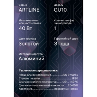 Светильник трек-й ARTLINE повор-й 55х100mm GU10 230В алюм 2,6м² золото 59878 1 Ritter