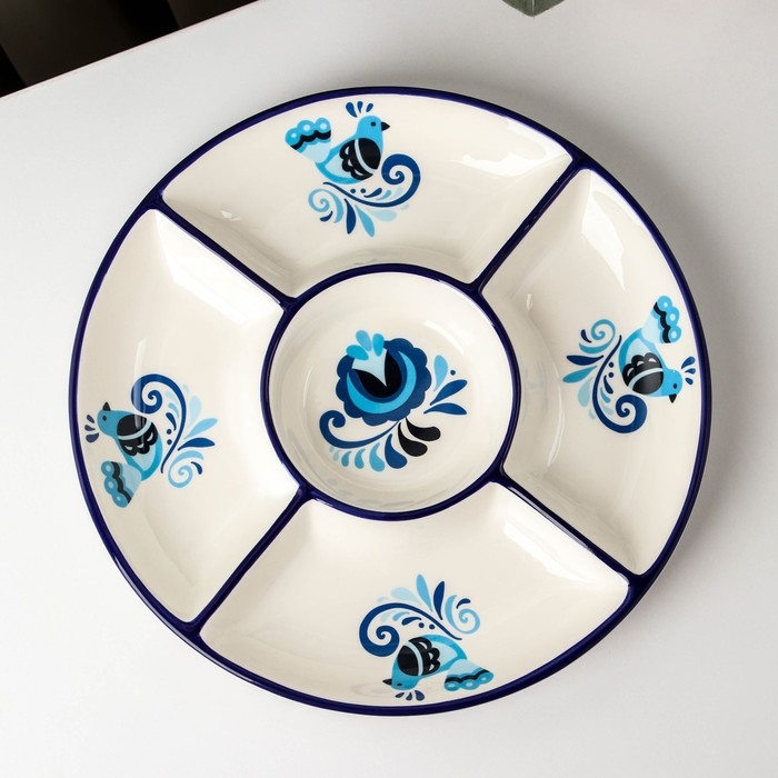 Менажница 5 ячеек Доляна «Свиристель», d=26 см, цвет белый Менажница 5 ячеек Доляна «Свиристель», d=26 см, цвет белый