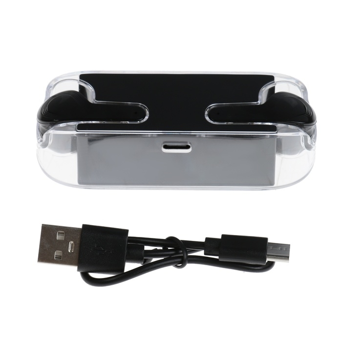 Наушники беспроводные KM12, TWS, вкладыши, BT 5.0, 30/200 мАч, прозрачные, чёрные Наушники беспроводные KM12, TWS, вкладыши, BT 5.0, 30/200 мАч, прозрачные, чёрные