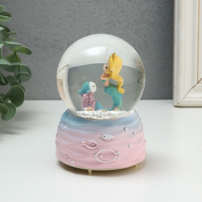 Сувенир полистоун водяной шар музыка, свет Сувенир полистоун водяной шар музыка, свет "Русалка и рыбка" МИКС 8х8х12 см