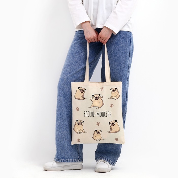 Шопер «Мопс» без молнии, без подклада, цвет бежевый Шопер «Мопс» без молнии, без подклада, цвет бежевый