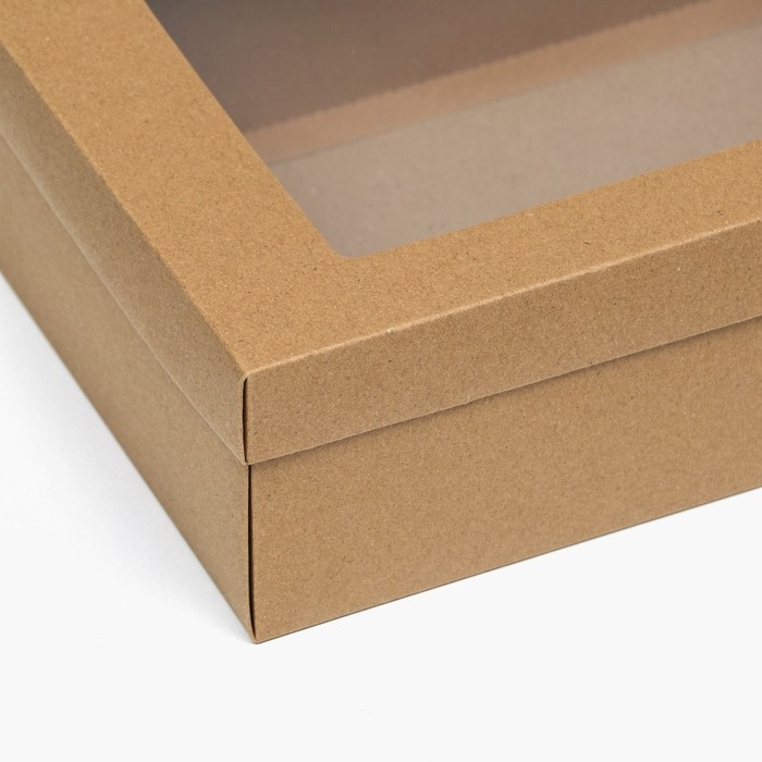 Коробка подарочная складная, упаковка, крафт, с окном, 30 х 20 х 9 см Коробка подарочная складная, упаковка, крафт, с окном, 30 х 20 х 9 см