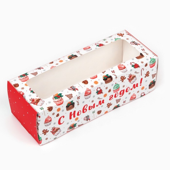 Коробка для кондитерских изделий с окном «С Новым годом», сладости, 26 х 10 х 8 см, Новый год Коробка для кондитерских изделий с окном «С Новым годом», сладости, 26 х 10 х 8 см, Новый год