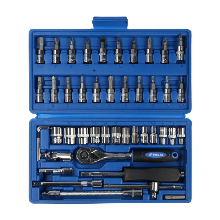 Набор инструментов в кейсе ТУНДРА, автомобильный, CrV, 1/4 Набор инструментов в кейсе ТУНДРА, автомобильный, CrV, 1/4", 45 предметов