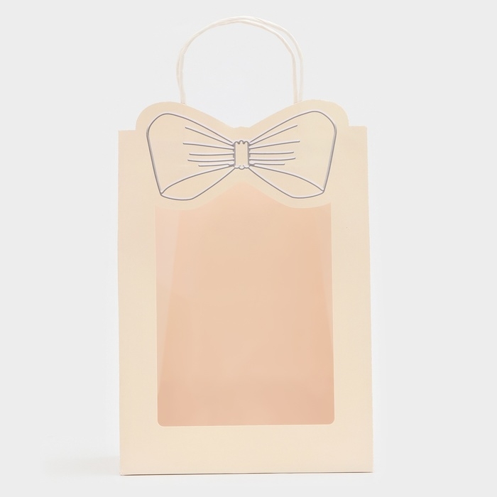 Пакет подарочный новогодний с оком Пакет подарочный новогодний с оком "Бант", 30 х 22 х 14, белый .