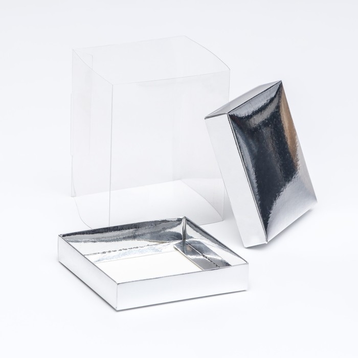 Коробка с PVC Мини 10 X 10 X 12 см Коробка с PVC Мини 10 X 10 X 12 см "Серебро"