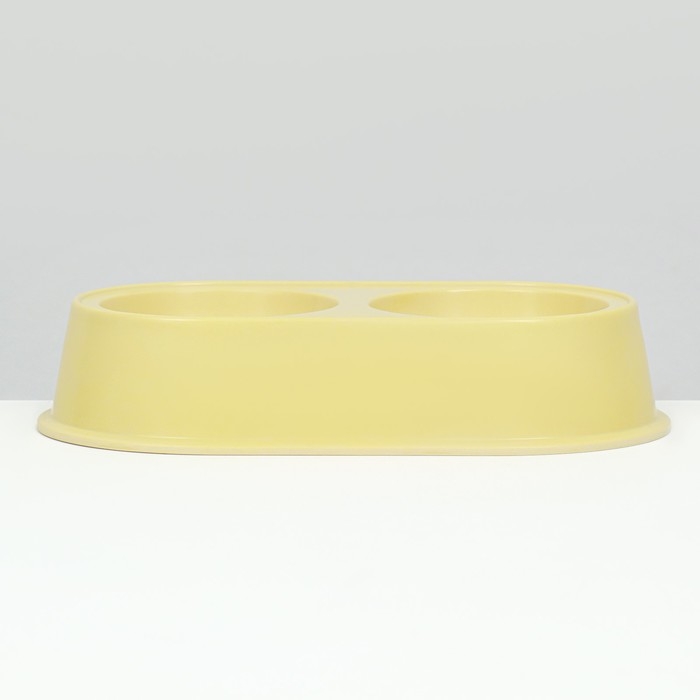 Миска бамбуковая двойная, 23,5 х 13 х 5 см, желтая