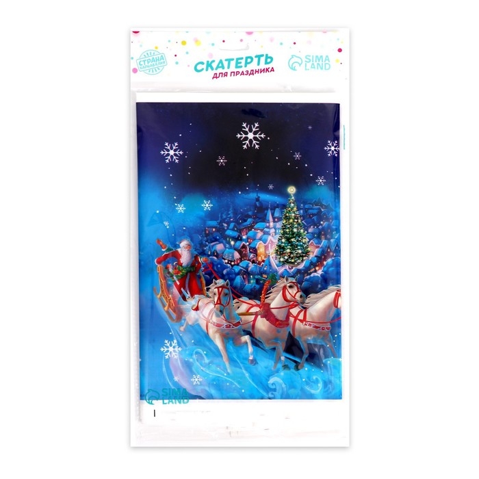 Новогодняя скатерть одноразовая, &laquo;Дед Мороз&raquo;, 137х180 см., на новый год