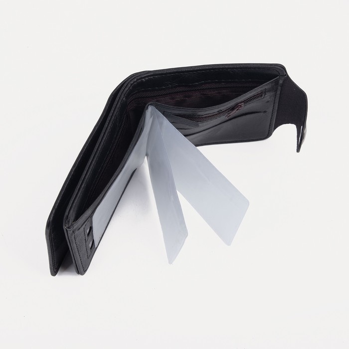 Портмоне мужское на магните, для купюр, для карт, для монет, цвет чёрный Портмоне мужское на магните, для купюр, для карт, для монет, цвет чёрный