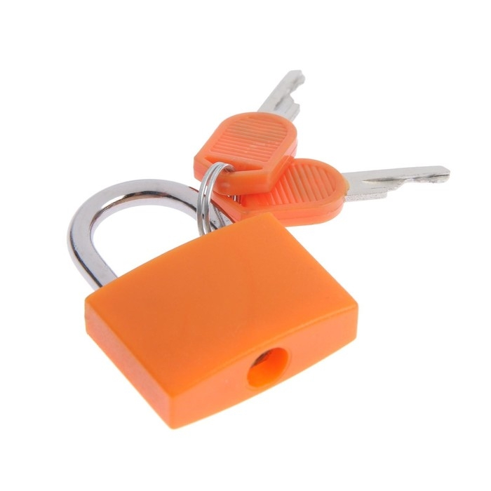 Замок навесной для чемодана, 30х42 мм, оранжевый Замок навесной для чемодана, 30х42 мм, оранжевый