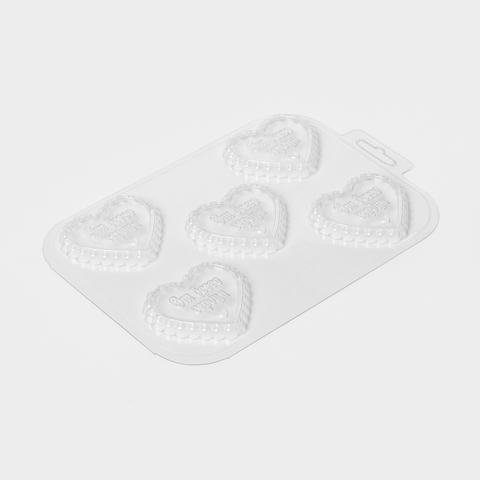 Форма для шоколада и конфет пластиковая «Сердечный порыв», 6×6,8×0,77 см, цвет прозрачный Форма для шоколада и конфет пластиковая «Сердечный порыв», 6×6,8×0,77 см, цвет прозрачный