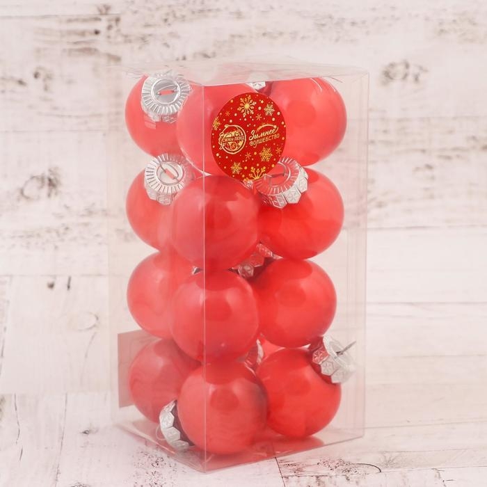 Набор шаров пластик d-5 см, 16 шт Набор шаров пластик d-5 см, 16 шт "Фелиция ассорти" красный