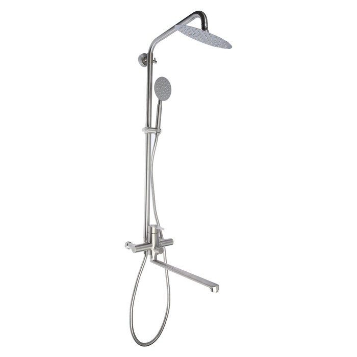 Душевая система ZEIN ZS-2, смеситель, тропическая и ручная лейка, нержавеющая сталь, сатин Душевая система ZEIN ZS-2, смеситель, тропическая и ручная лейка, нержавеющая сталь, сатин
