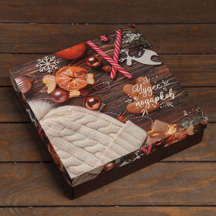 Новый год. Коробка подарочная новогодняя складная, крышка-дно Новый год. Коробка подарочная новогодняя складная, крышка-дно "Атмосфера Нового Года" 30 х 30 х 8 см