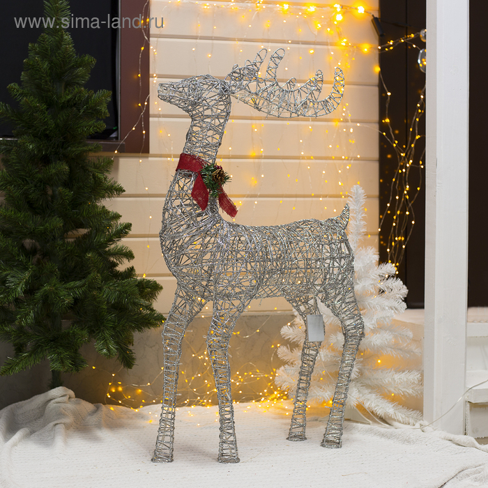 Светодиодная фигура «Олень серебристый» 70 × 120 × 30 см, металл, 220 В, свечение белое Светодиодная фигура «Олень серебристый» 70 × 120 × 30 см, металл, 220 В, свечение белое