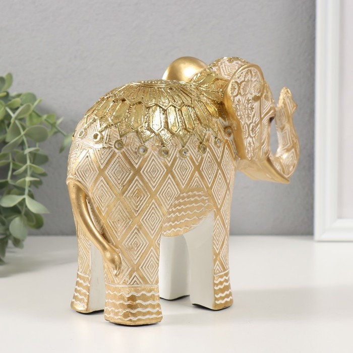 Сувенир полистоун Сувенир полистоун "Золотой слон с геометрическими узорами" 20х7,5х16,5 см