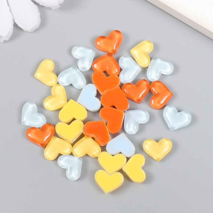Декор для творчества пластик Декор для творчества пластик "Сердечки яркие" набор 30 шт МИКС 1,1х0,9х0,3 см