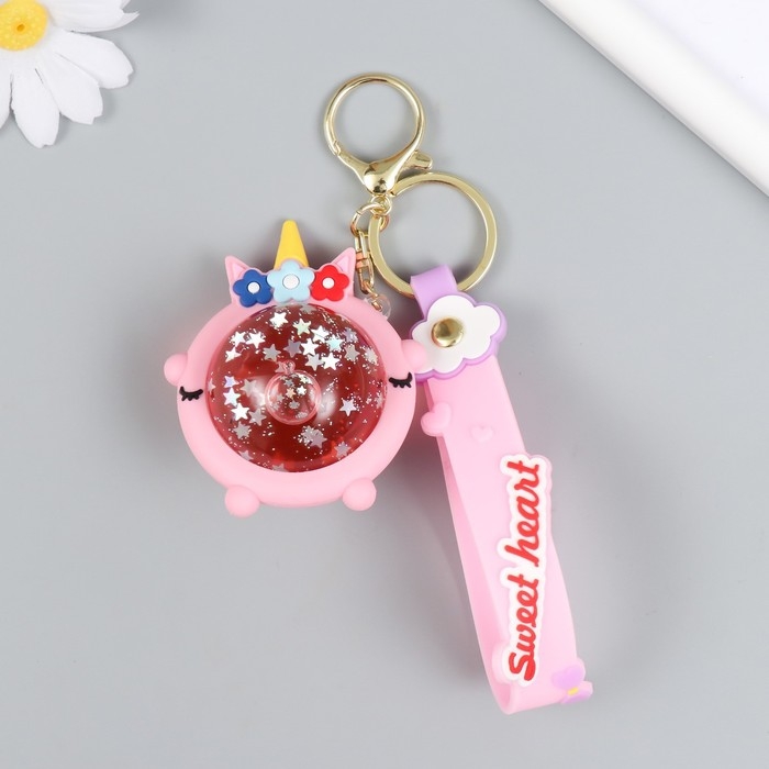 Брелок резина  Брелок резина "Шарик-единорожка" с браслетом и карабином, розовый 4х6х7,4 см