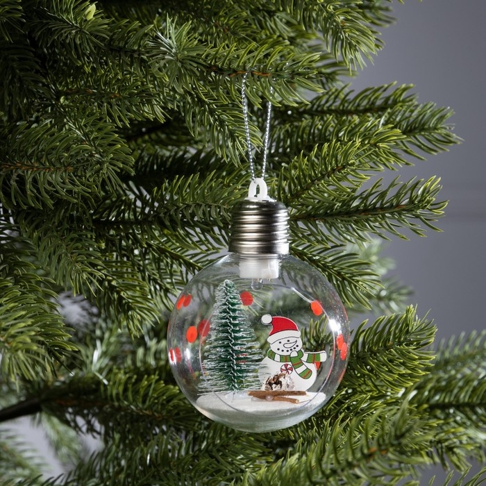 Ёлочный шар «Снеговик», батарейки, 1 LED, свечение тёплое белое Ёлочный шар «Снеговик», батарейки, 1 LED, свечение тёплое белое