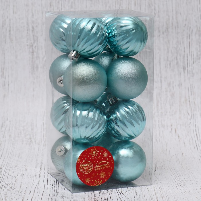 Набор шаров пластик d-5 см, 16 шт Набор шаров пластик d-5 см, 16 шт "Николь полоски"