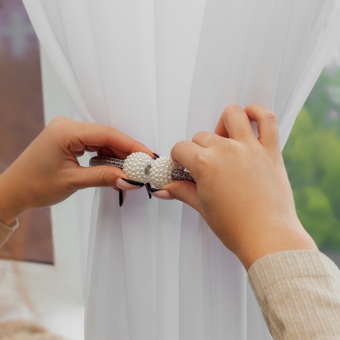 Подхват для штор «Шарики из бисера», d = 3 × 40 см, цвет белый/светло-серый Подхват для штор «Шарики из бисера», d = 3 × 40 см, цвет белый/светло-серый