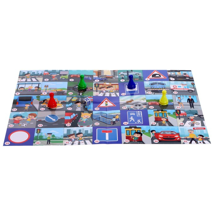 Настольная игра «Изучаем ПДД», 2-4 игрока, 5+ Настольная игра «Изучаем ПДД», 2-4 игрока, 5+