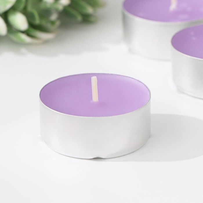 Набор чайных свечей ароматических в термоусадке Набор чайных свечей ароматических в термоусадке "Лаванда", 3,8х1,6 см, 3,5 ч, 12 г, 20 штук