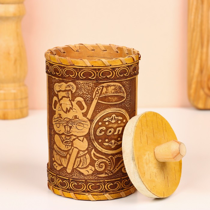 Туес для специй «Хомяк», соль, 8х8х14 см, береста Туес для специй «Хомяк», соль, 8х8х14 см, береста