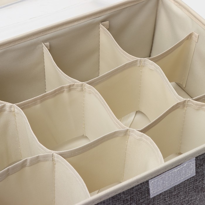 Органайзер для хранения белья Доляна «Тео», 12 ячеек, с прозрачной крышкой, 32×23×12 см, цвет серый Органайзер для хранения белья Доляна «Тео», 12 ячеек, с прозрачной крышкой, 32×23×12 см, цвет серый