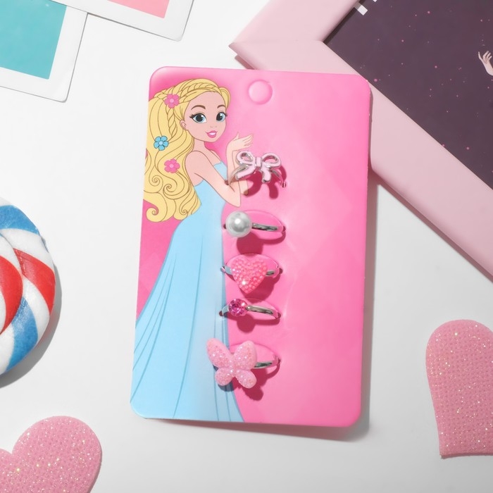 Набор детских колец «Выбражулька» нежность, форма МИКС, цветные Набор детских колец «Выбражулька» нежность, форма МИКС, цветные