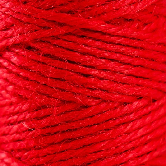 Пряжа 100% джут Пряжа 100% джут "Красный" 50 метров 4х4х10 см