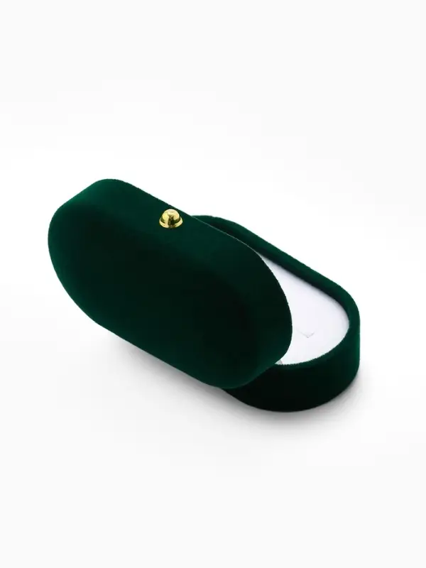 Футляр бархатный под серьги/ кольца/запонки, &laquo;Овал вытянутый&raquo; 7.5&times;4, цвет зелёный, вставка белая