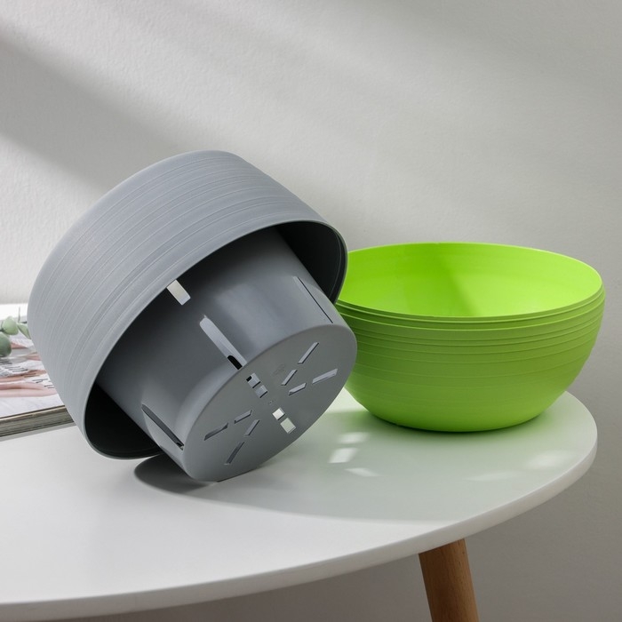 Горшок для цветов с поддоном «Япония», 2 л, цвет серо-фисташковый Горшок для цветов с поддоном «Япония», 2 л, цвет серо-фисташковый